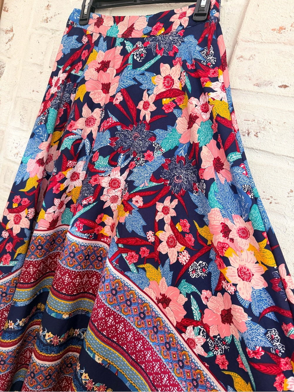 🌺 Flint & Moss Floral Boho Maxi Skirt Size M Flowy Festival Cottagecore 🌺